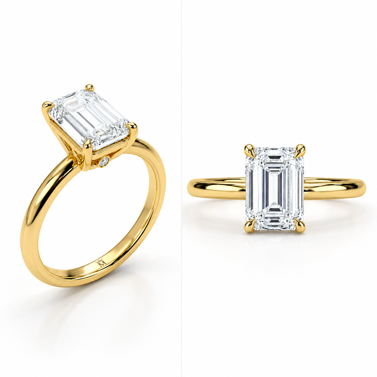3-Carat Square Emerald Cut Lab-Grown Diamond Ring - D Color VVS Minimalist Solitaire Wedding Ring