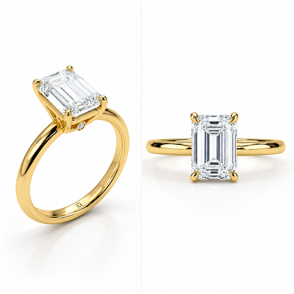 3-Carat Square Emerald Cut Lab-Grown Diamond Ring - D Color VVS Minimalist Solitaire Wedding Ring