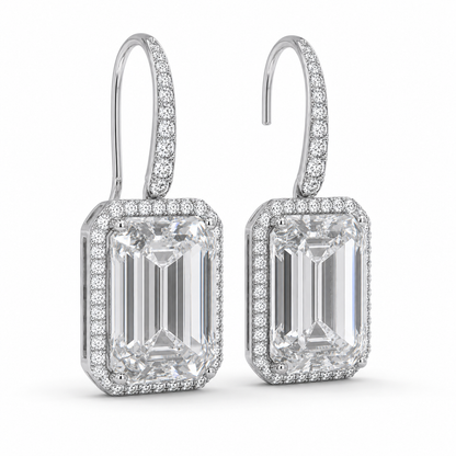 6 Carat Total Emerald Cut Lab-Grown Diamond Drop Earrings in Platinum | D Color VVS