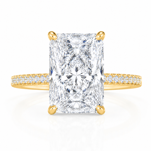 6 carat radiant cut lab grown diamond engagement ring with D color VVS diamond