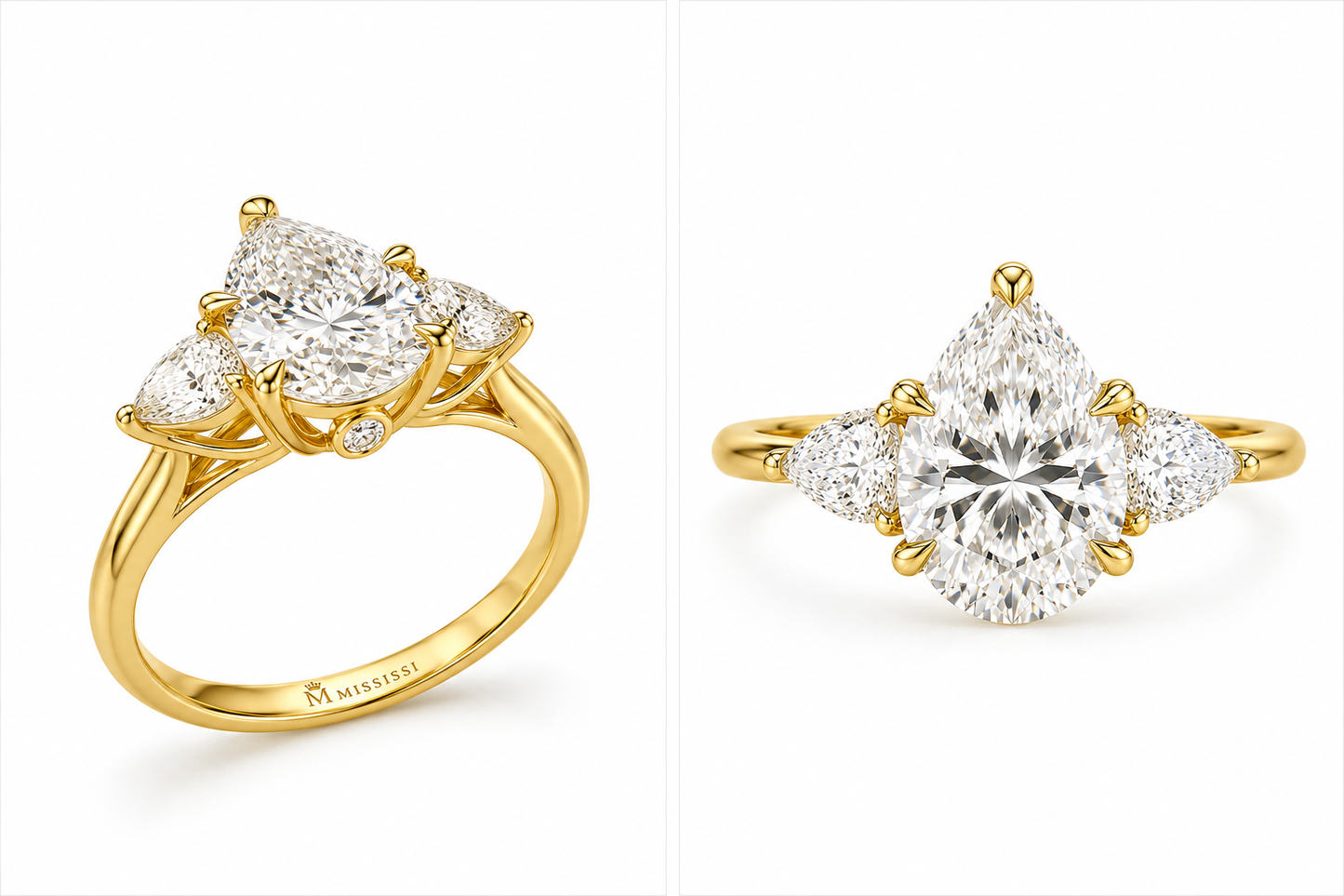 3-Carat Pear Cut Lab-Grown Diamond Solitaire Ring - D Color VVS Simple Elegant Wedding Ring