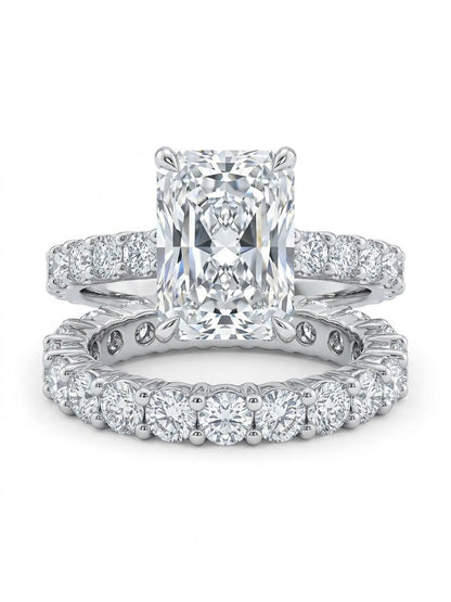 6 Carat Radiant Cut Lab Grown Diamond Ring | Luxury Full Eternity Engagement Ring | D Color VVS | 14K, 18K & Platinum | MISSISSI Jewelry