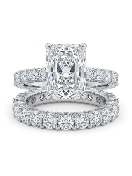 6 Carat Radiant Cut Lab Grown Diamond Ring | Luxury Full Eternity Engagement Ring | D Color VVS | 14K, 18K & Platinum | MISSISSI Jewelry