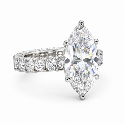 5 Carat Marquise Cut Lab Grown Diamond Ring | Luxury Solitaire Engagement Ring | D Color VVS | 14K, 18K Gold & Platinum | MISSISSI Jewelry