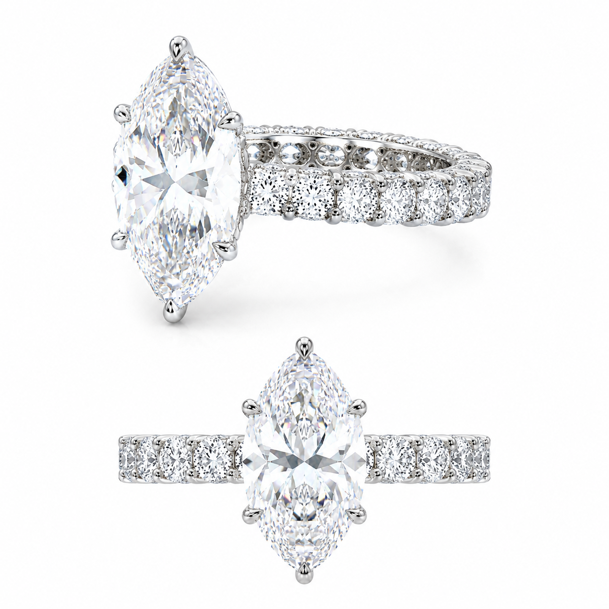 5 Carat Marquise Cut Lab Grown Diamond Ring | D Color VVS Clarity | Luxury 14K Gold Marquise Engagement Ring