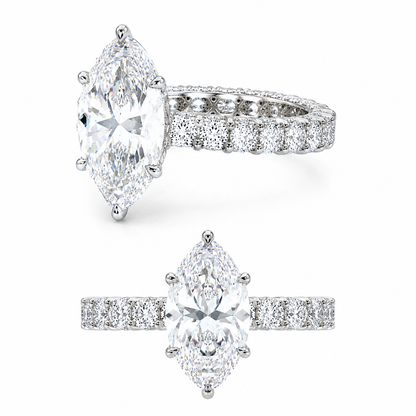 5 Carat Marquise Cut Lab Grown Diamond Ring | D Color VVS Clarity | Luxury 14K Gold Marquise Engagement Ring