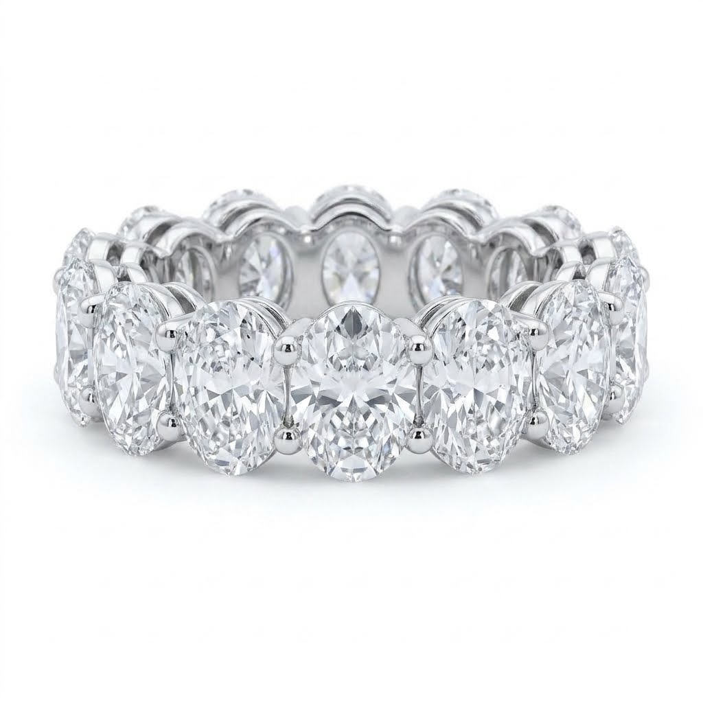 D Color VVS Lab Grown Diamond Eternity Band | Full & Half Eternity Wedding Ring | Stackable Diamond Band | 14K, 18K Gold & Platinum | MISSISSI Jewelry