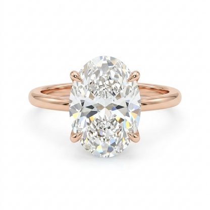 5 Carat Oval Solitaire Lab Grown Diamond Ring | D Color VVS Clarity | Minimalist Luxury 14K Gold Engagement Ring