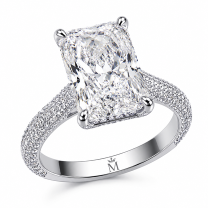 6-Carat Square Radiant Cut Lab-Grown Diamond Ring - D Color VVS Crushed Ice Solitaire Ring