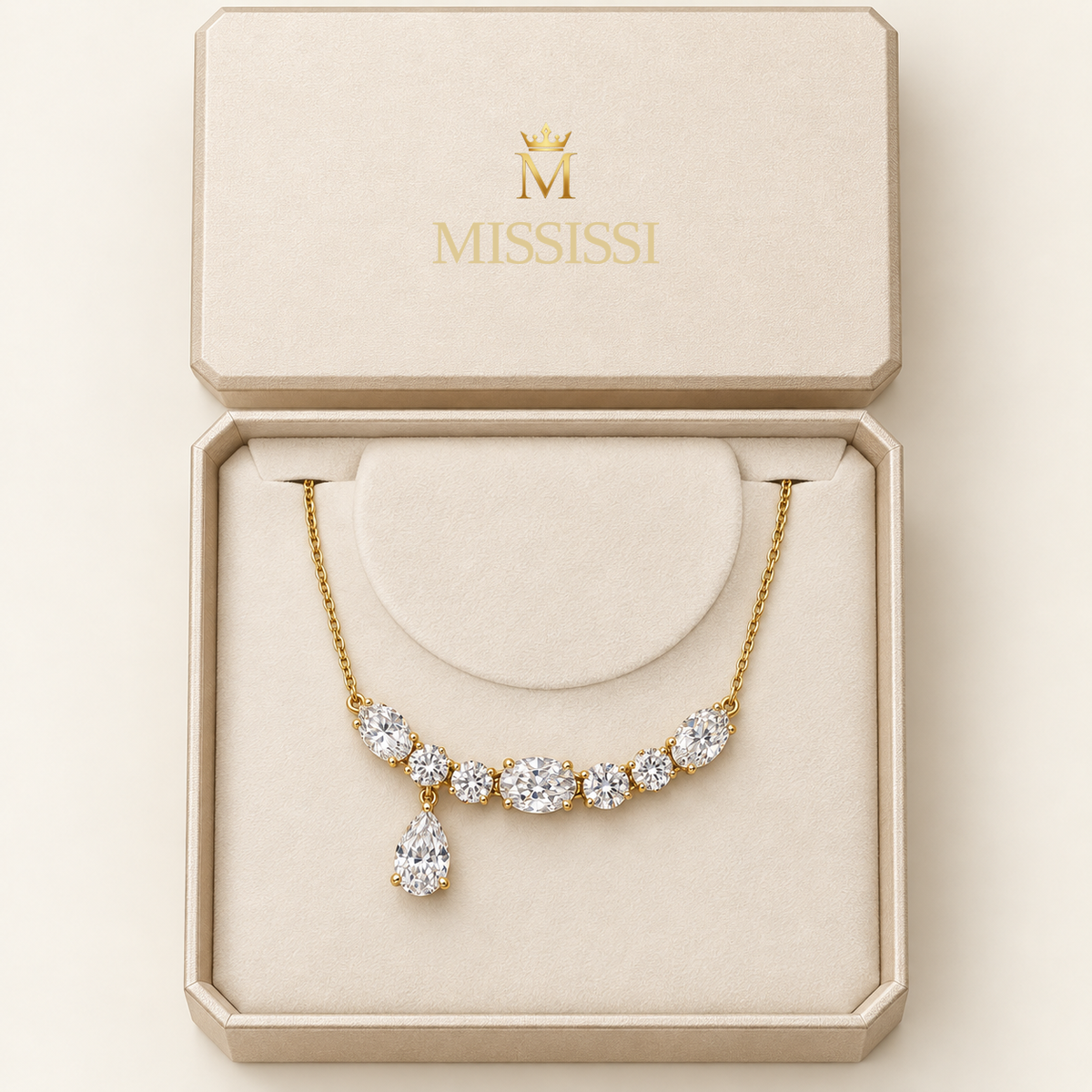 MISSISSI AA05 packaging study design visualization in yellow-gold color; proportions illustrative
