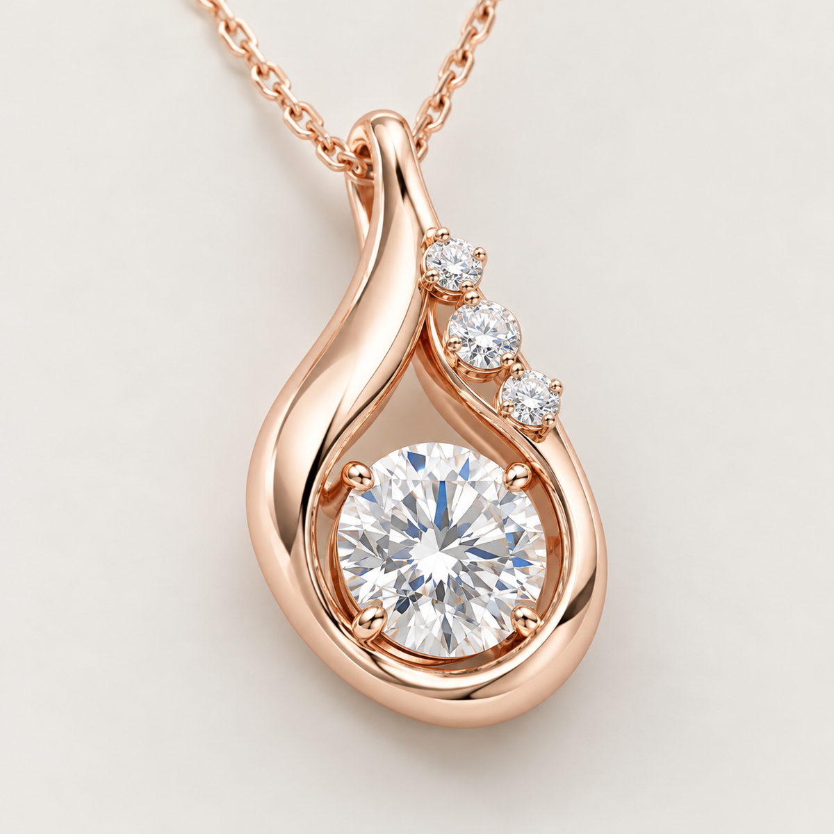 MISSISSI AA06 oblique gallery / depth design visualization in pale rose-gold color; proportions illustrative