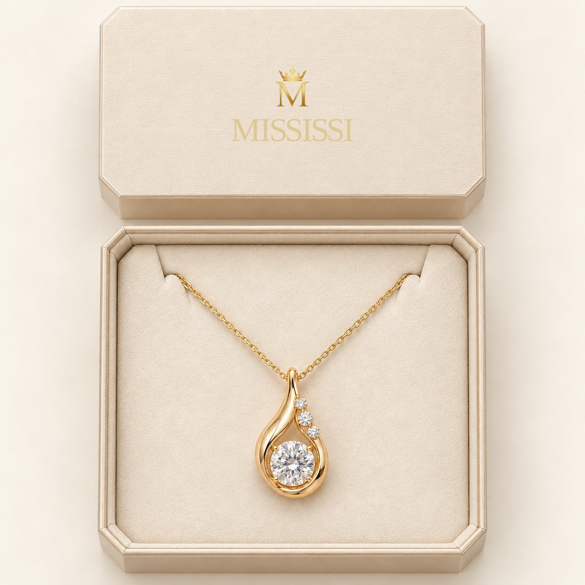 MISSISSI AA06 packaging study design visualization in yellow-gold color; proportions illustrative