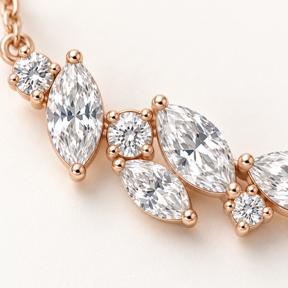 MISSISSI AA07 setting / joint macro design visualization in pale rose-gold color; proportions illustrative