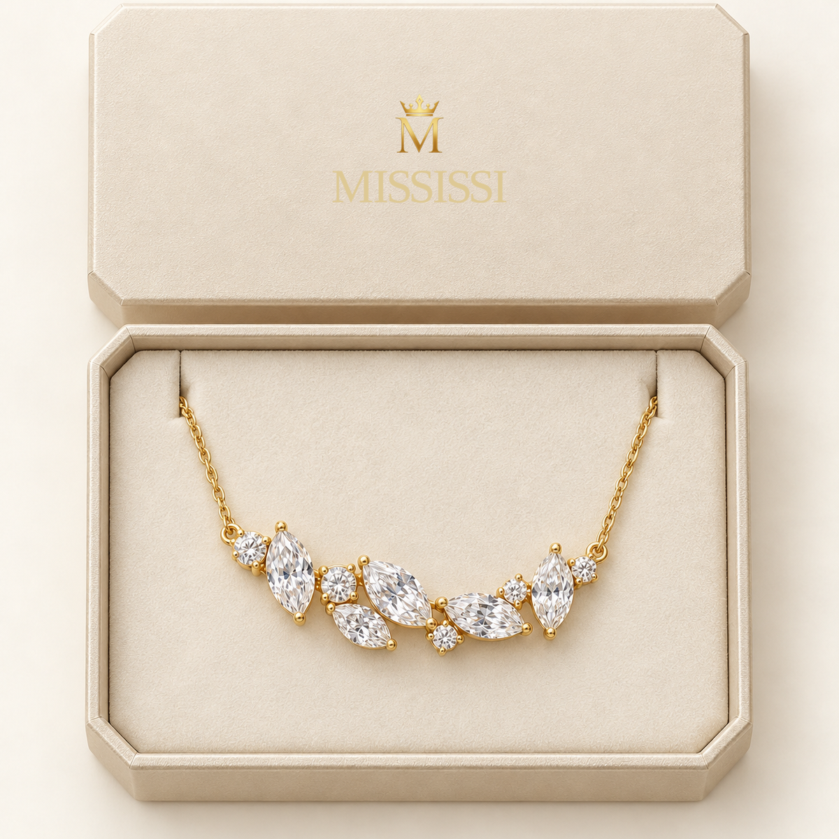 MISSISSI AA07 packaging study design visualization in yellow-gold color; proportions illustrative