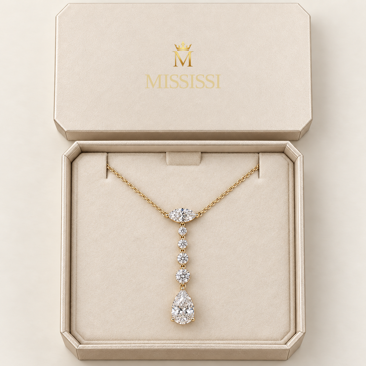 MISSISSI AA18 packaging study design visualization in yellow-gold color; proportions illustrative