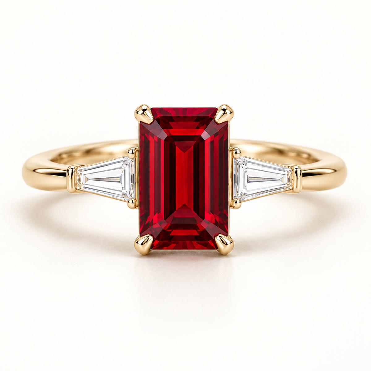 MISSISSI Red Meridian lab-grown ruby ring, yellow gold, hero design visualization