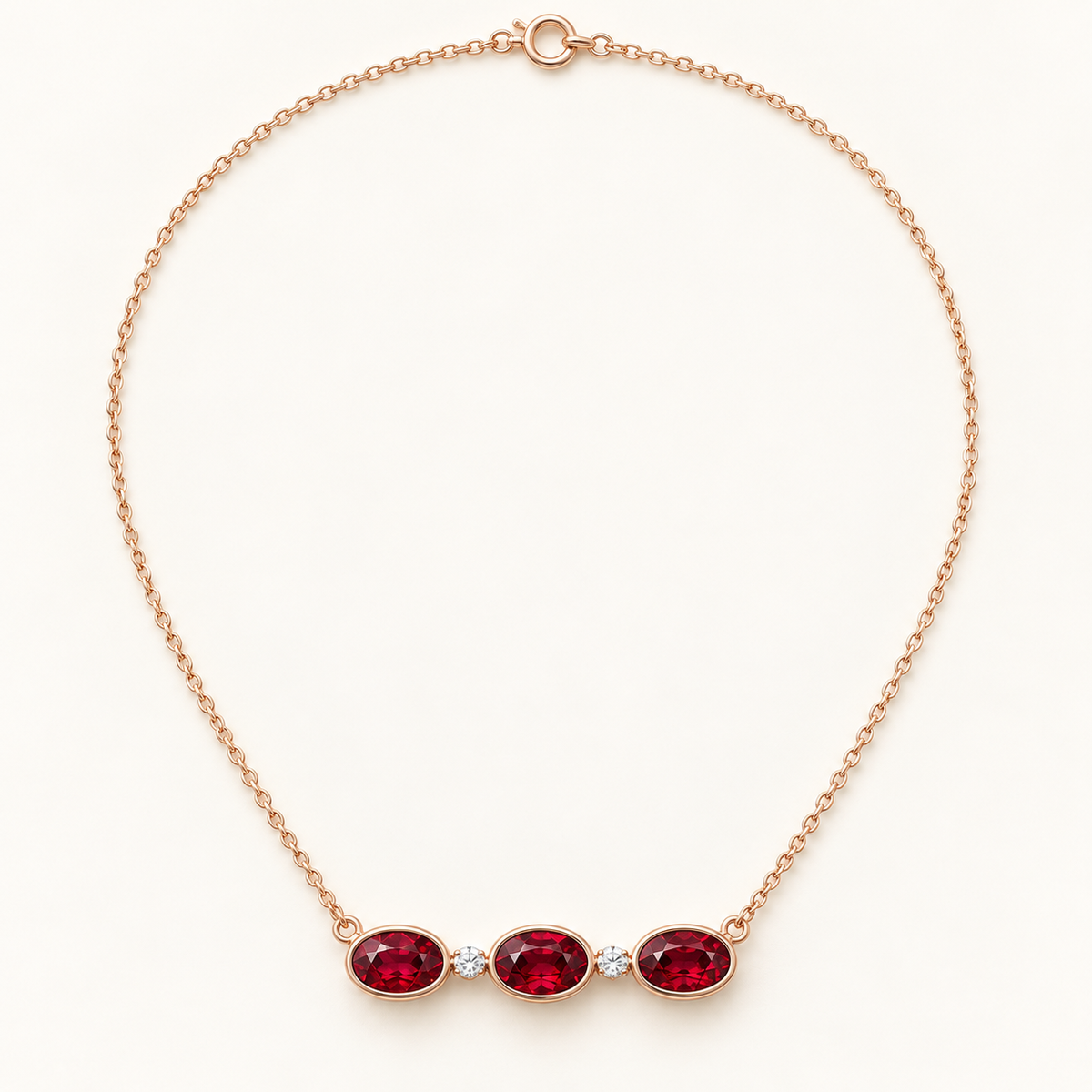 MISSISSI Red Horizon lab-grown ruby necklace, rose gold, hero design visualization