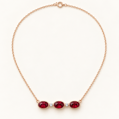 MISSISSI Red Horizon lab-grown ruby necklace, rose gold, hero design visualization