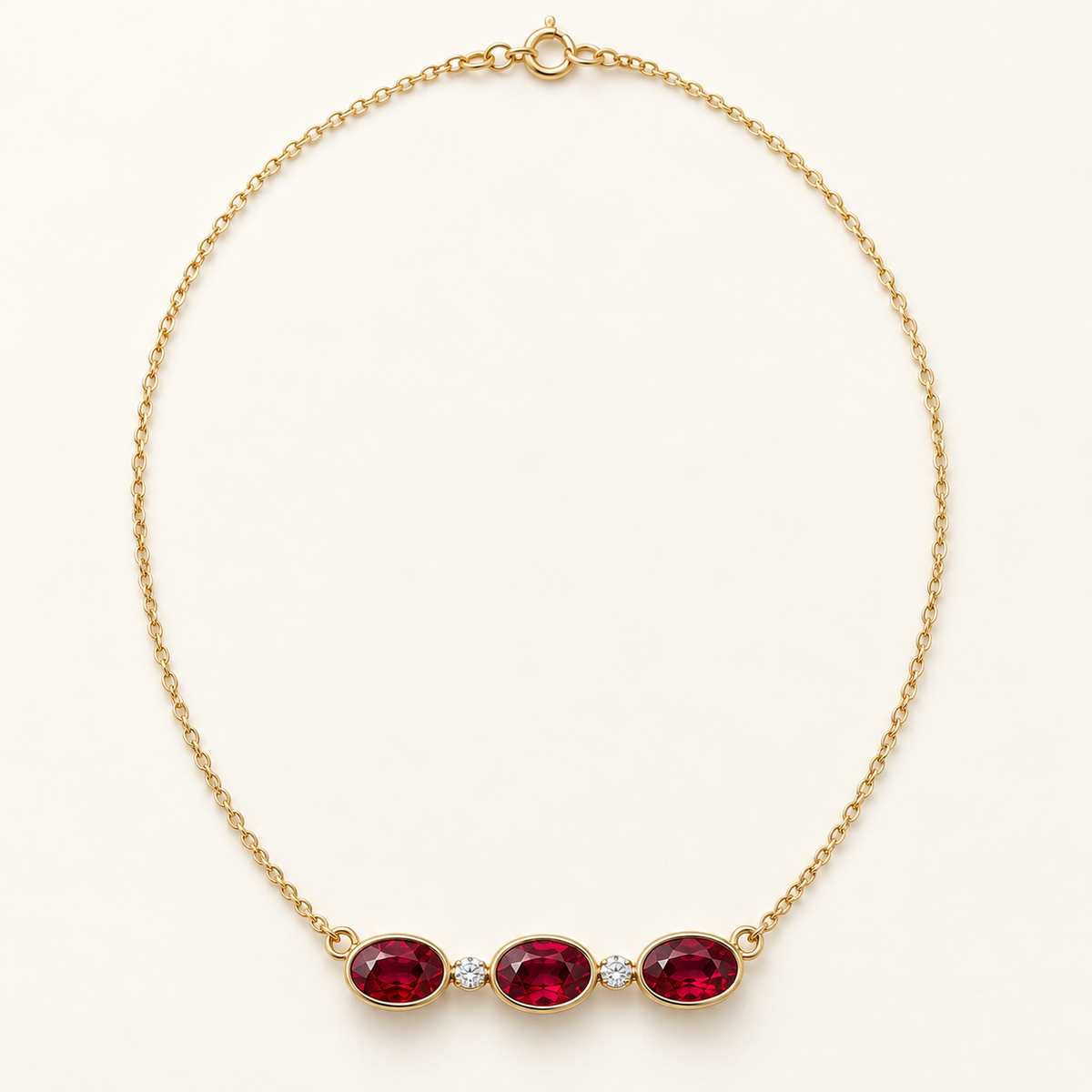 MISSISSI Red Horizon lab-grown ruby necklace, yellow gold, hero design visualization