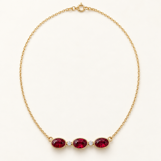 MISSISSI Red Horizon lab-grown ruby necklace, yellow gold, hero design visualization