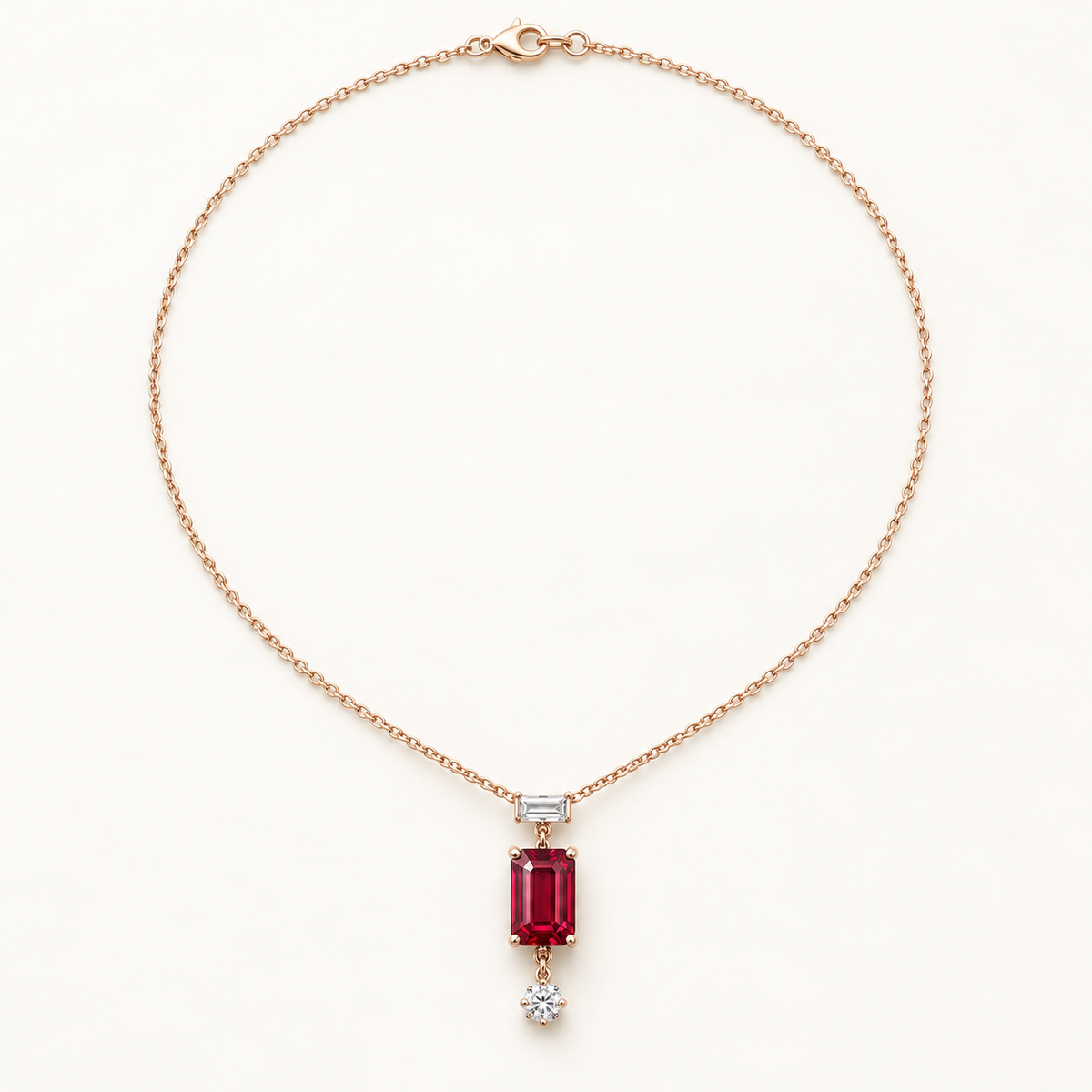 MISSISSI Pendant Interval lab-grown ruby necklace, rose gold, hero design visualization