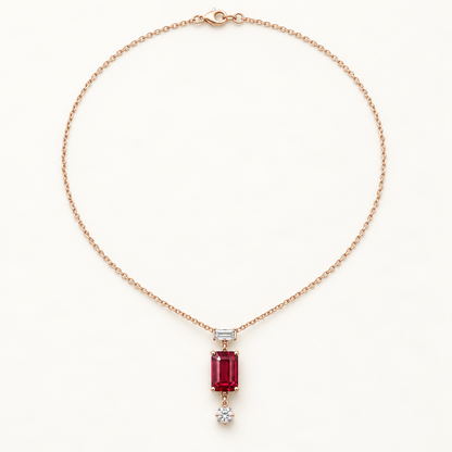 MISSISSI Pendant Interval lab-grown ruby necklace, rose gold, hero design visualization