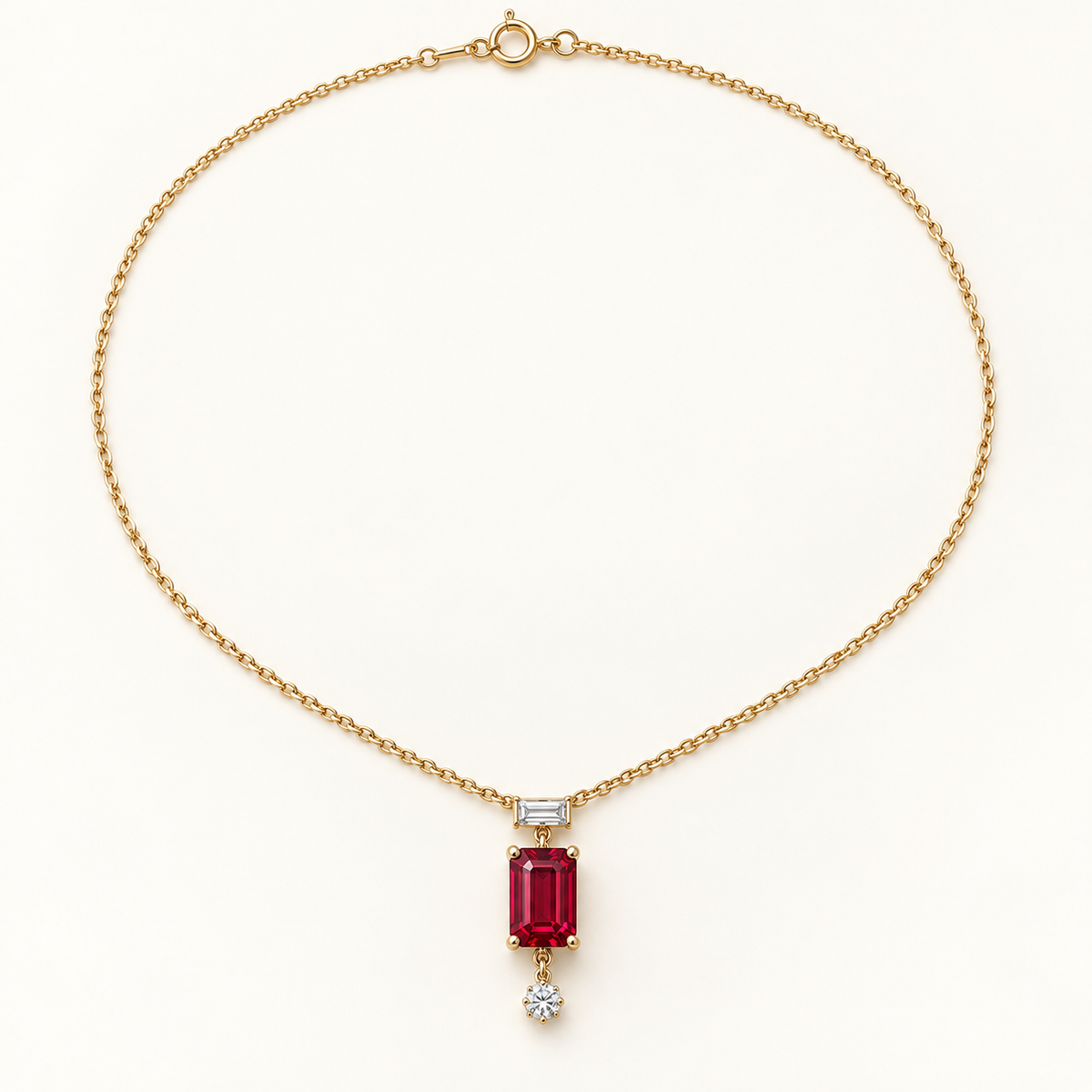 MISSISSI Pendant Interval lab-grown ruby necklace, yellow gold, hero design visualization