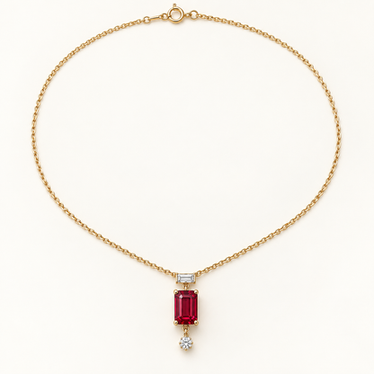 MISSISSI Pendant Interval lab-grown ruby necklace, yellow gold, hero design visualization