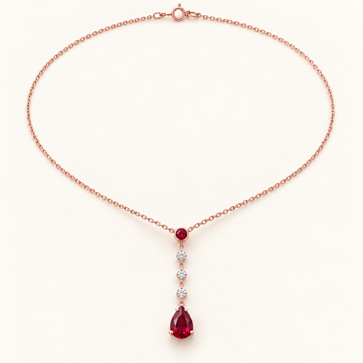 MISSISSI Ruby Punctuation lab-grown ruby necklace, rose gold, hero design visualization