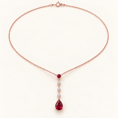 MISSISSI Ruby Punctuation lab-grown ruby necklace, rose gold, hero design visualization
