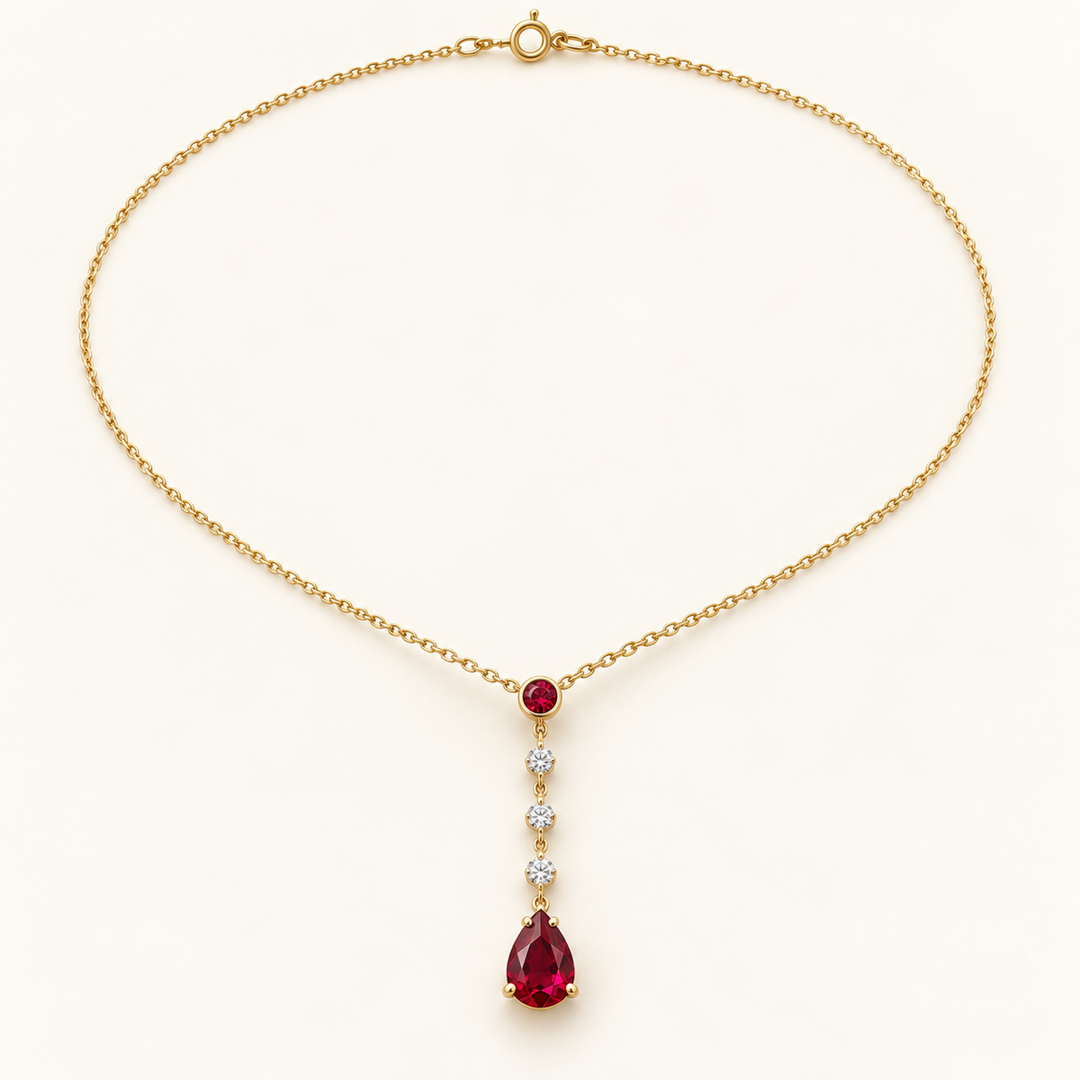 MISSISSI Ruby Punctuation lab-grown ruby necklace, yellow gold, hero design visualization