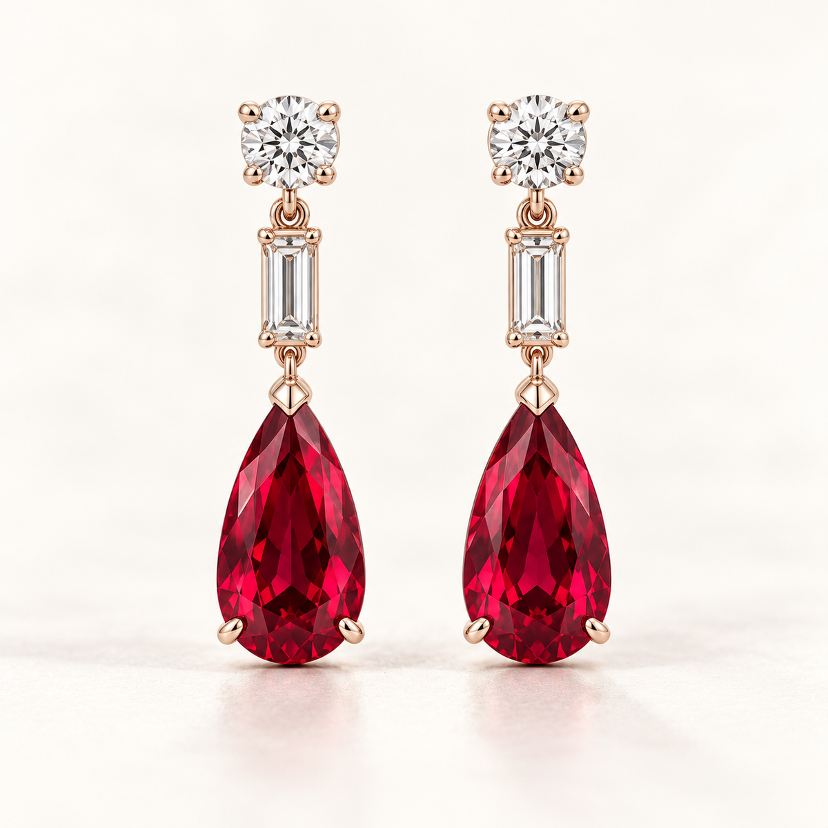 MISSISSI Ruby Taper lab-grown ruby earrings, rose gold, hero design visualization