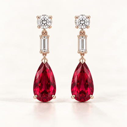 MISSISSI Ruby Taper lab-grown ruby earrings, rose gold, hero design visualization
