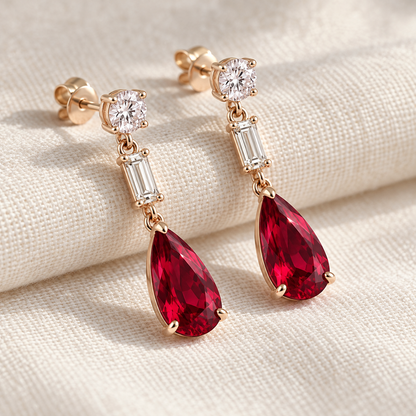 MISSISSI Ruby Taper lab-grown ruby earrings, rose gold, profile design visualization