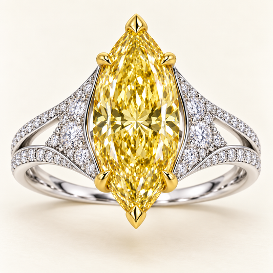 Honey Sail marquise lab-grown diamond ring, front design visualization