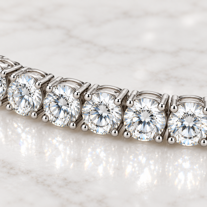 MISSISSI Evermore 2 CTW Round Lab-Grown Diamond Tennis Bracelet in 14K White Gold, bracelet link and diamond close-up. Design visualization.