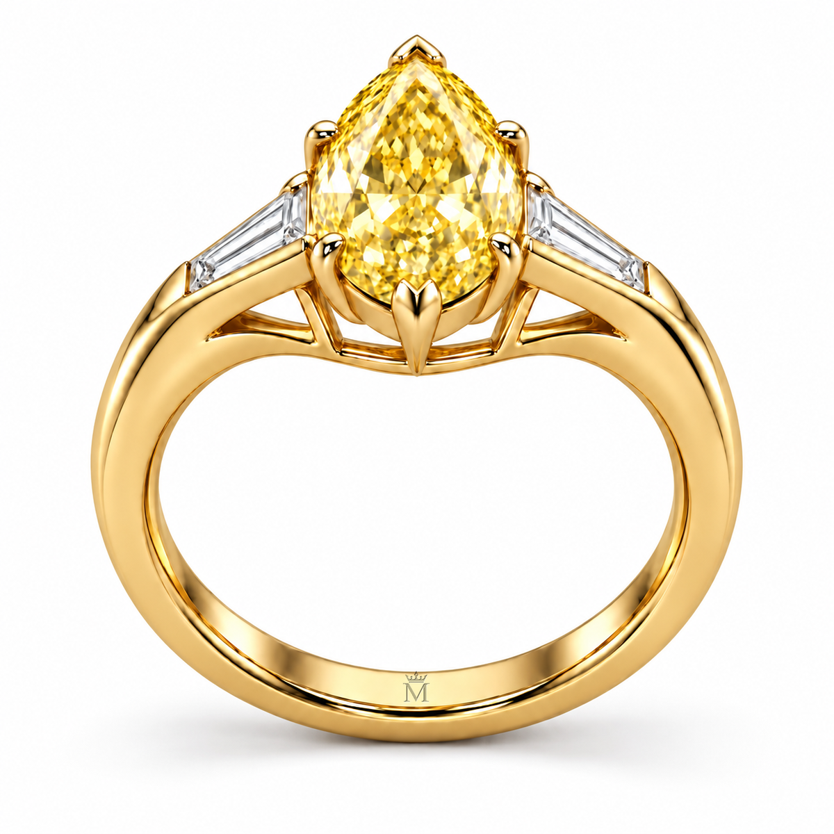 Golden Spire marquise lab-grown diamond ring, structural angle design visualization