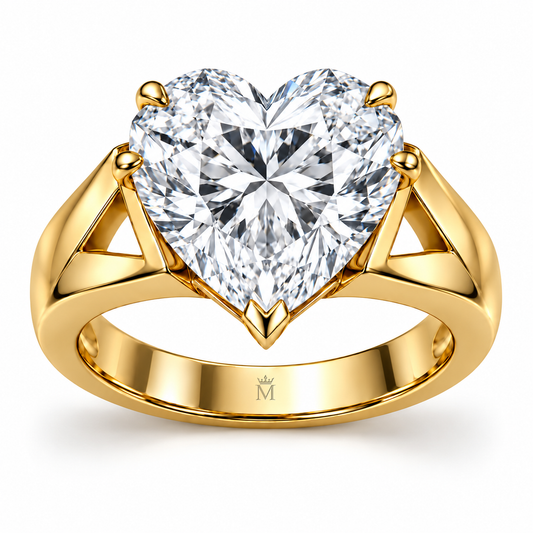 Heart Fold heart lab-grown diamond ring, front design visualization