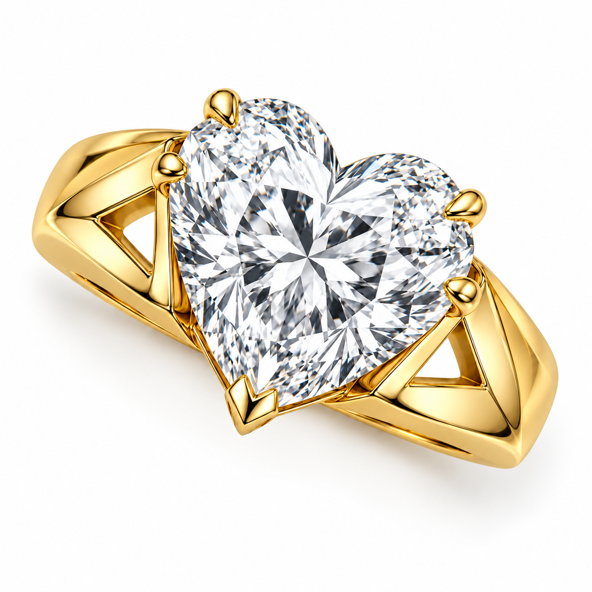 Heart Fold heart lab-grown diamond ring, elevated three-quarter design visualization