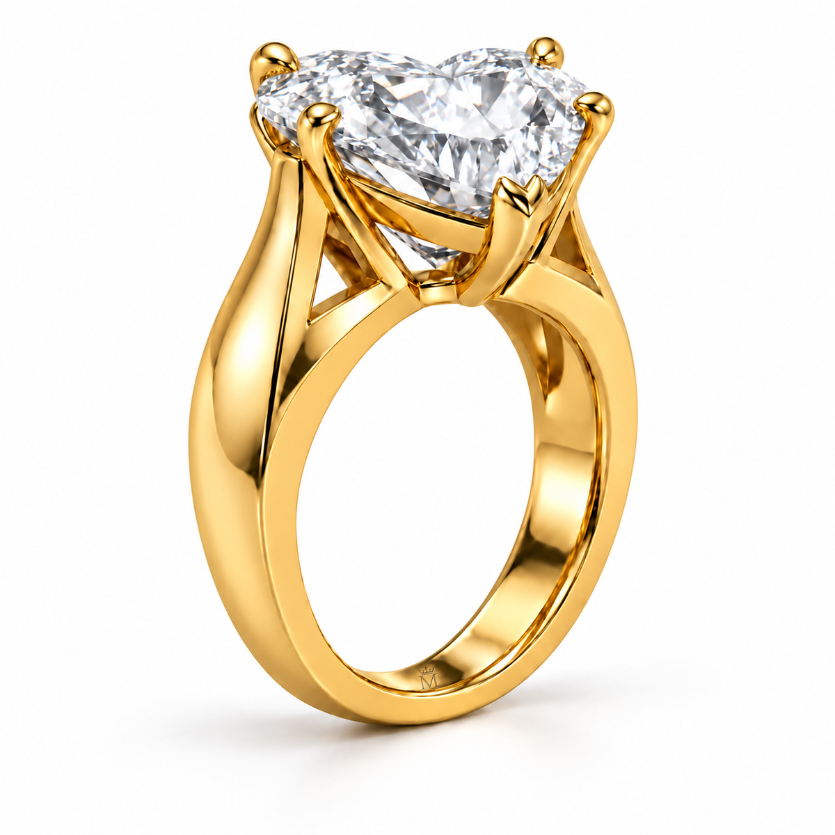 Heart Fold heart lab-grown diamond ring, structural angle design visualization