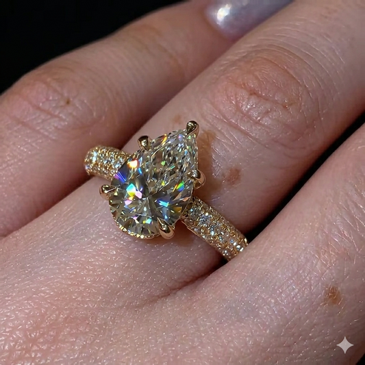 3 Carat Oval Cut Lab Grown Diamond Engagement Ring - D Color VVS1, 14K Gold Elongating Statement Ring for Women