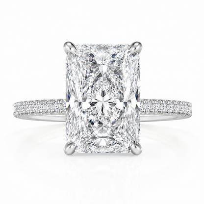 Luxury 6 carat radiant cut diamond engagement ring worn on hand