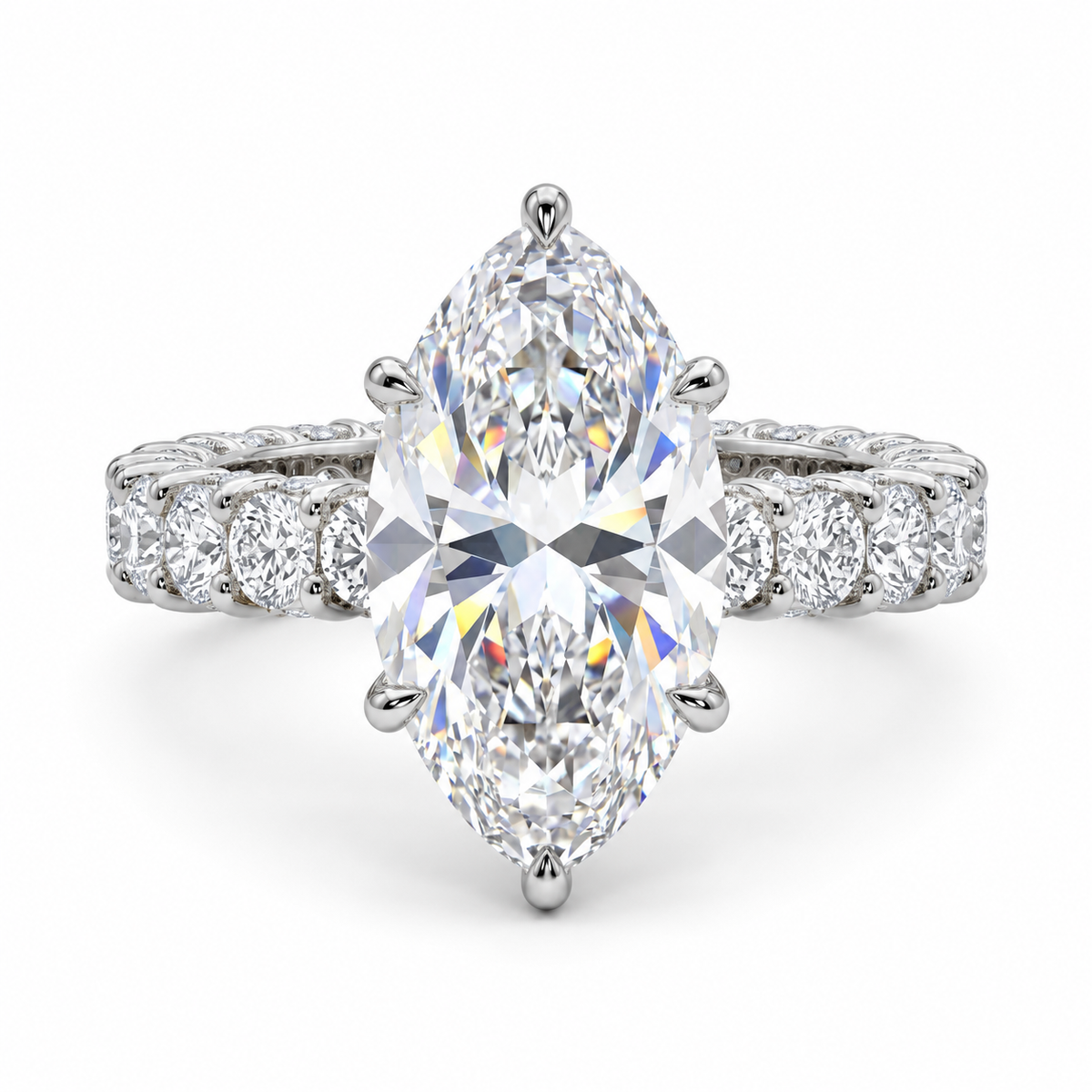 5 carat marquise cut lab-grown diamond engagement ring in white gold