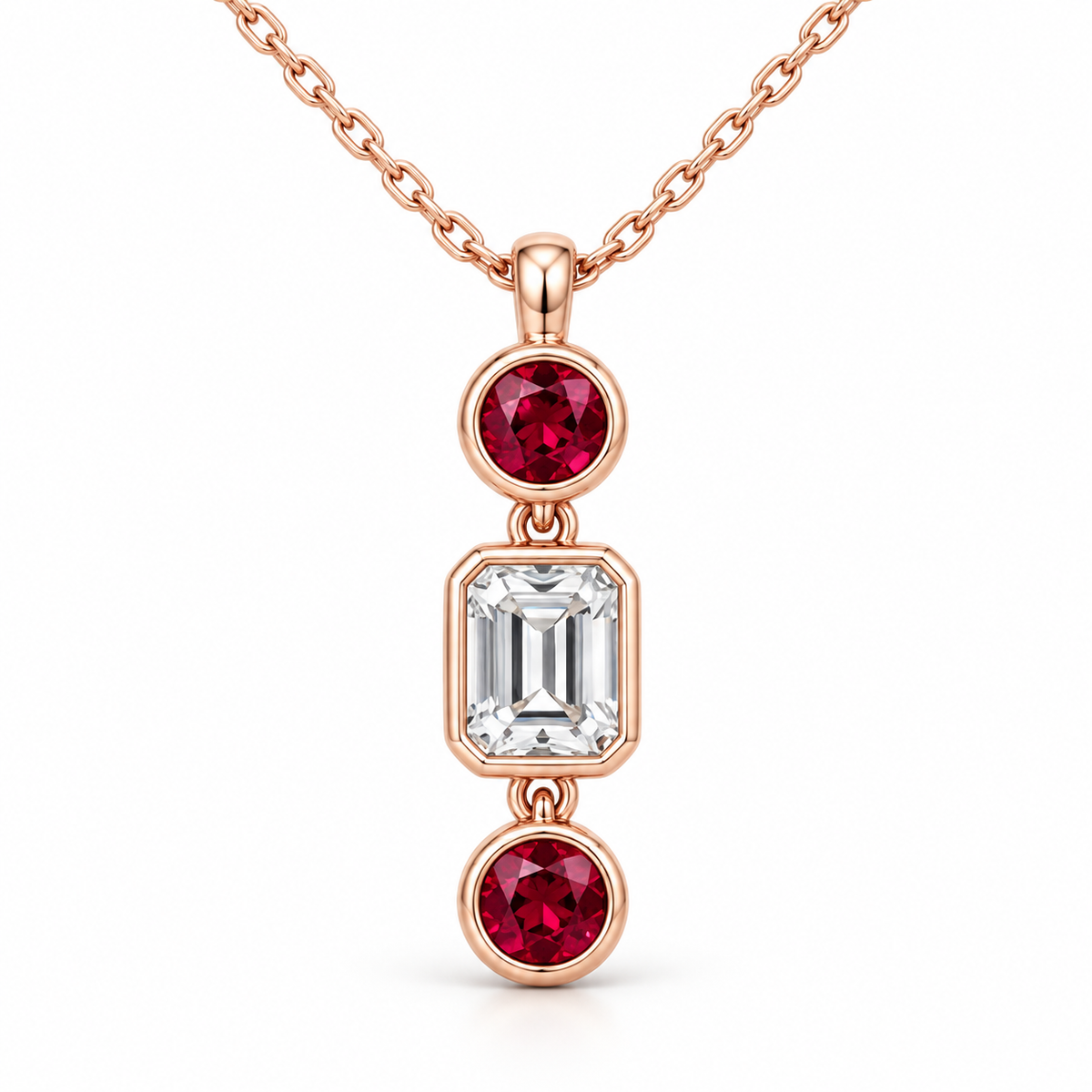 MISSISSI RB10 lab-grown ruby jewelry in rose gold, product view design visualization