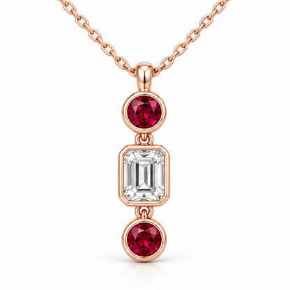 MISSISSI RB10 lab-grown ruby jewelry in rose gold, product view design visualization