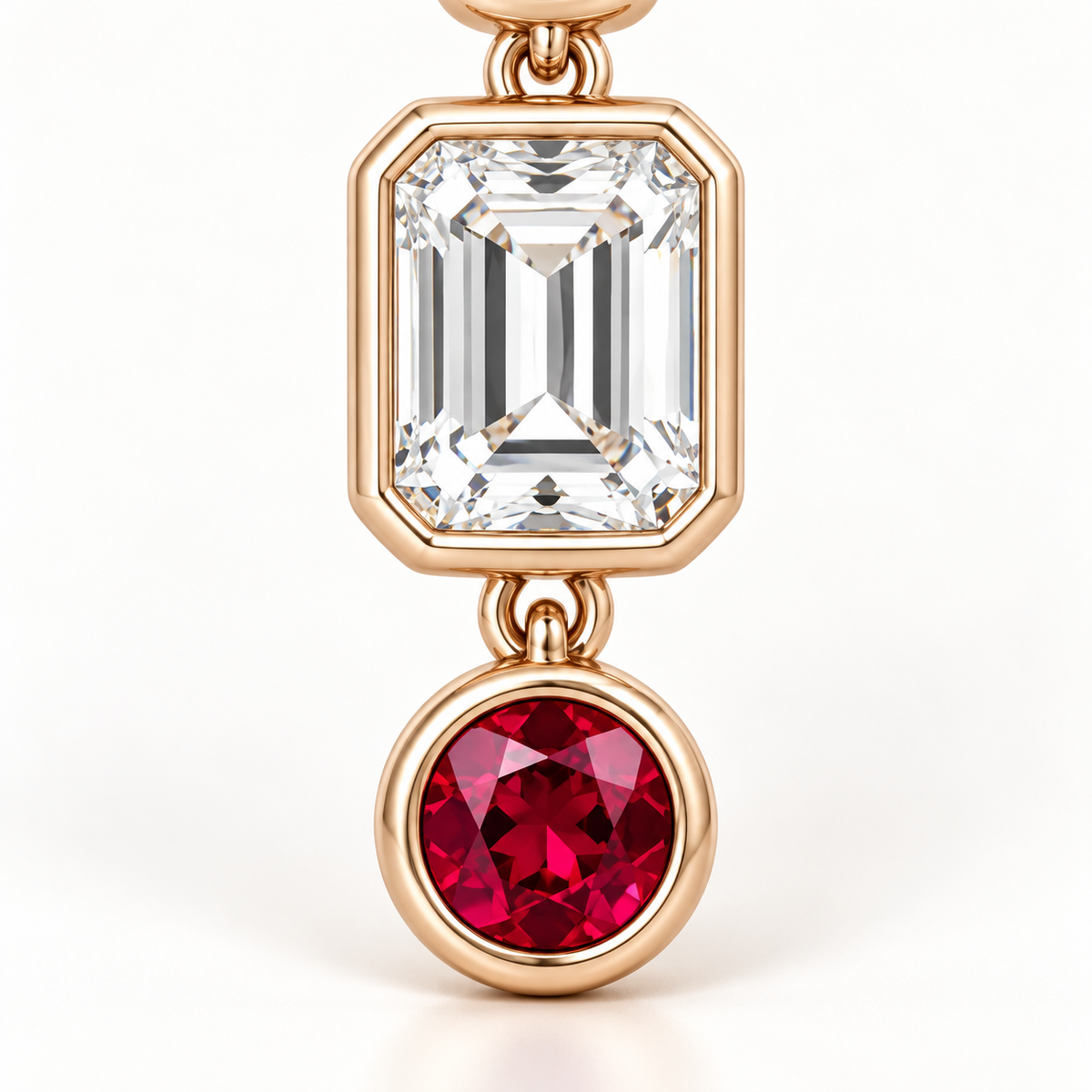 MISSISSI RB10 lab-grown ruby jewelry in rose gold, product view design visualization