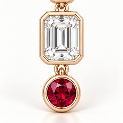 MISSISSI RB10 lab-grown ruby jewelry in rose gold, product view design visualization