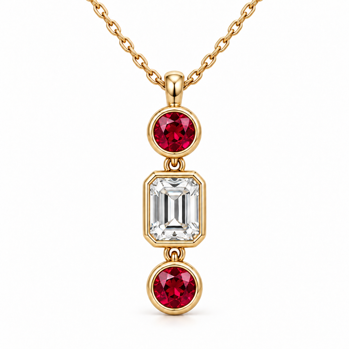 MISSISSI RB10 lab-grown ruby jewelry in yellow gold, product view design visualization