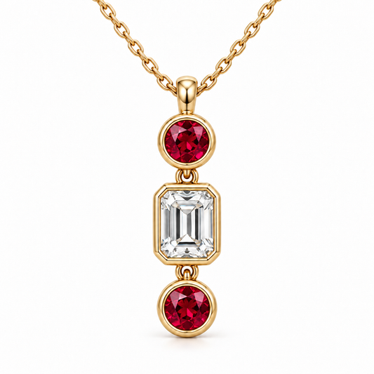MISSISSI RB10 lab-grown ruby jewelry in yellow gold, product view design visualization
