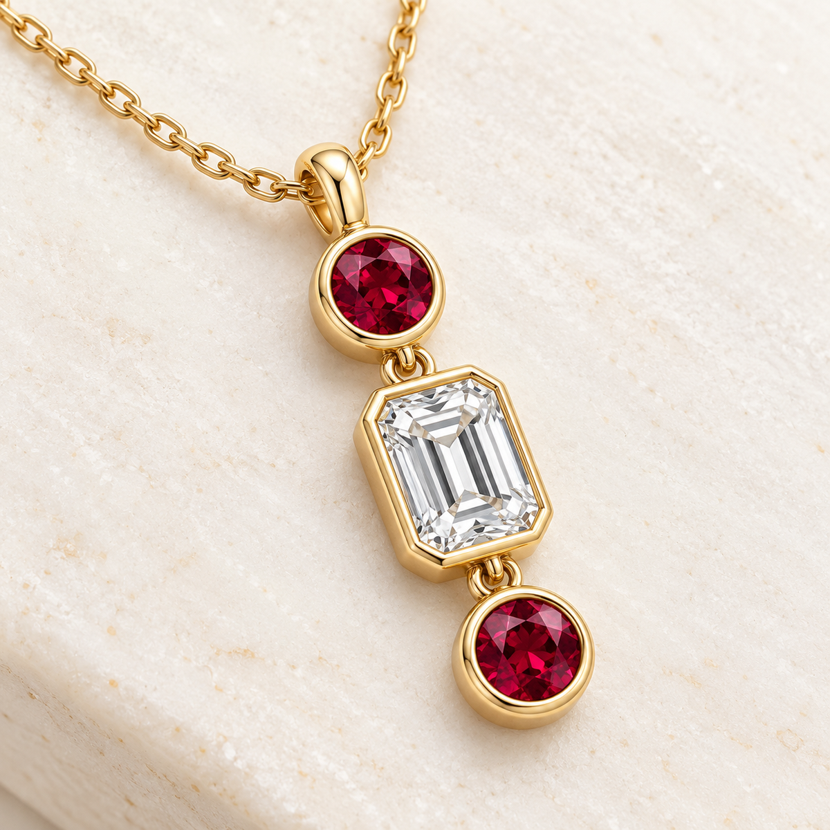 MISSISSI RB10 lab-grown ruby jewelry in yellow gold, product view design visualization